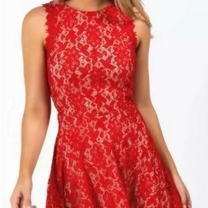 Red Lace Halter Dress - Small